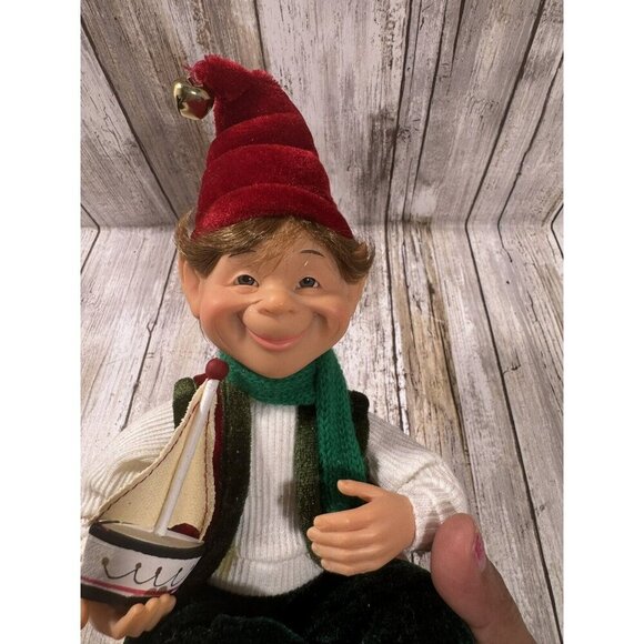 Celebrate It Treasured Darling Toymaker Elf With A Boat Karen Didion Style - Picture 8 of 9